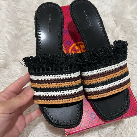 Tory Burch Eleanor Raffia Kitten Heel Sandals - Size 8 - NEW - Picture 2 of 7